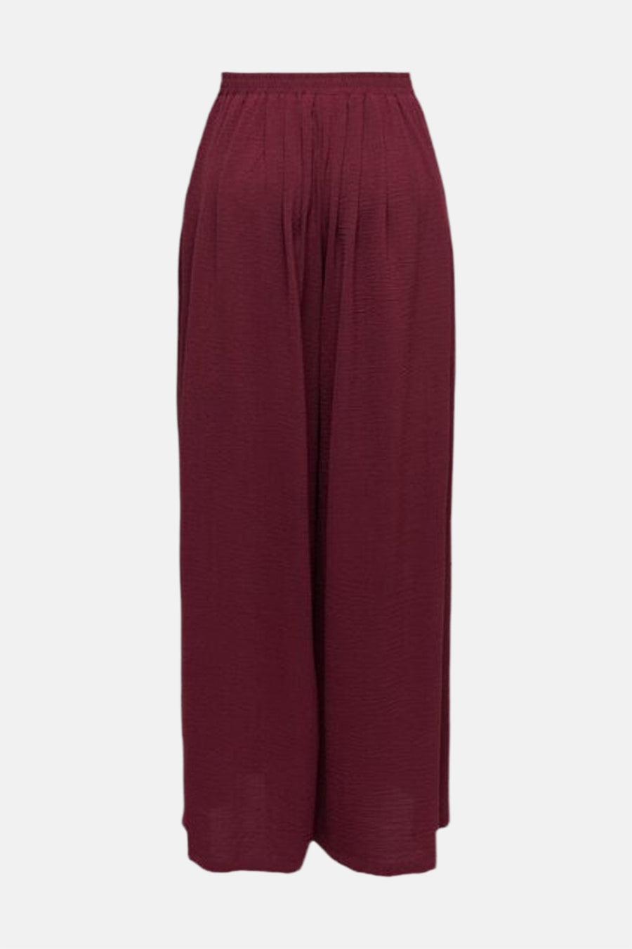Pantalon bordeaux de JDY, avec une texture plissée et une coupe ample.