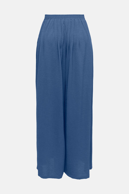 Pantalon bleu de JDY, ample et texturé, avec taille élastique.