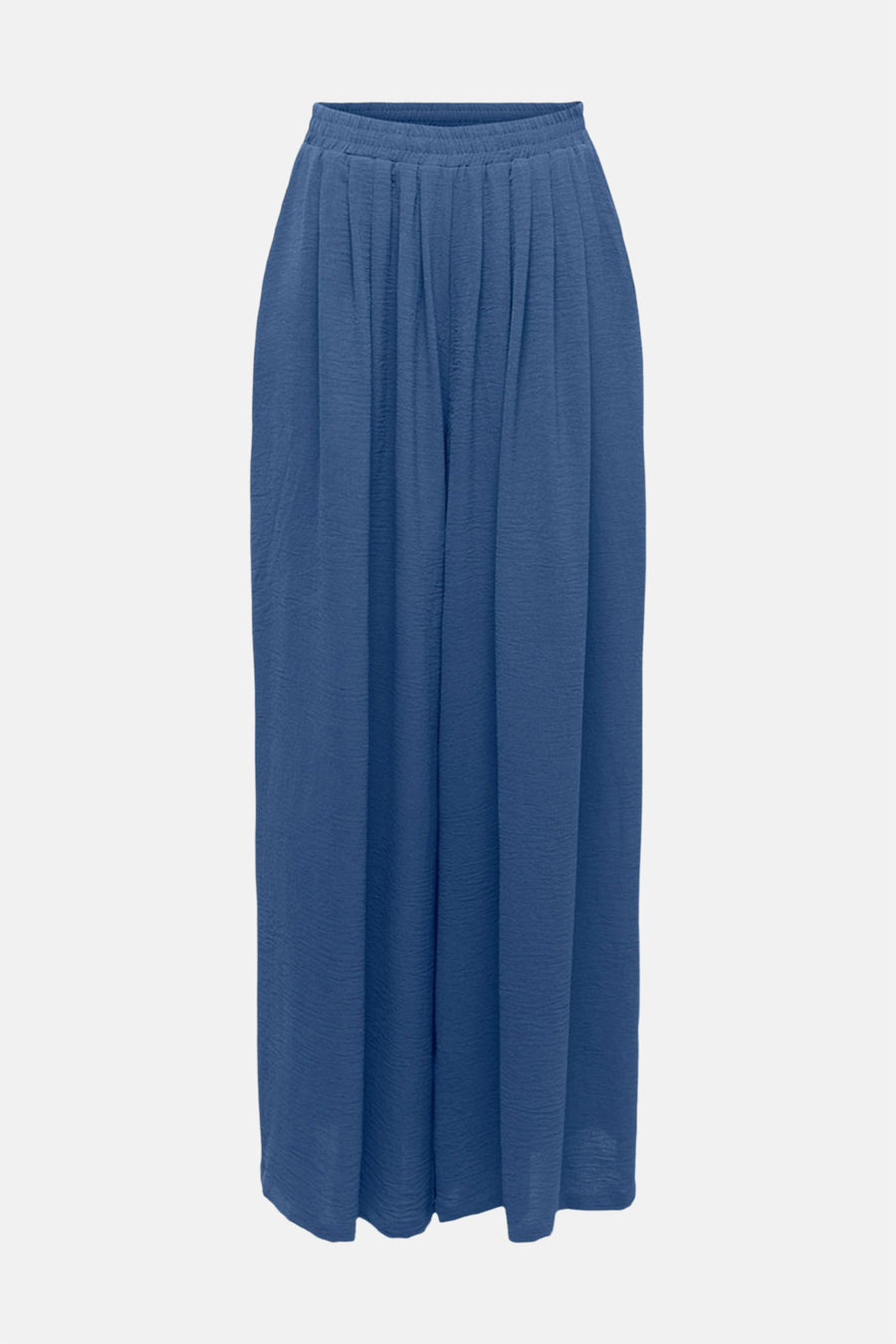 Pantalon bleu de JDY, coupe ample avec texture plissée et taille élastique.

