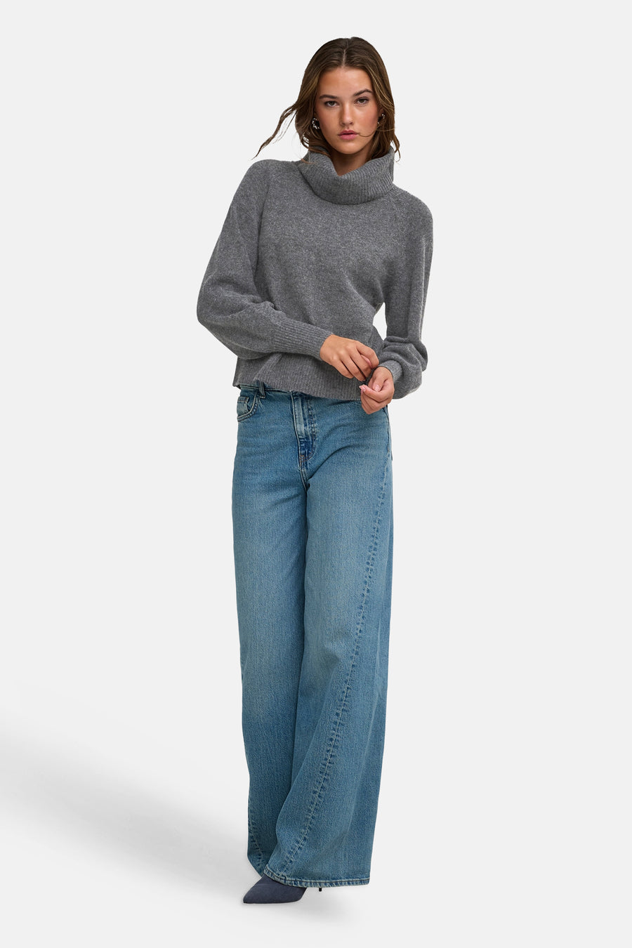 Pull col montant gris - ONLY®