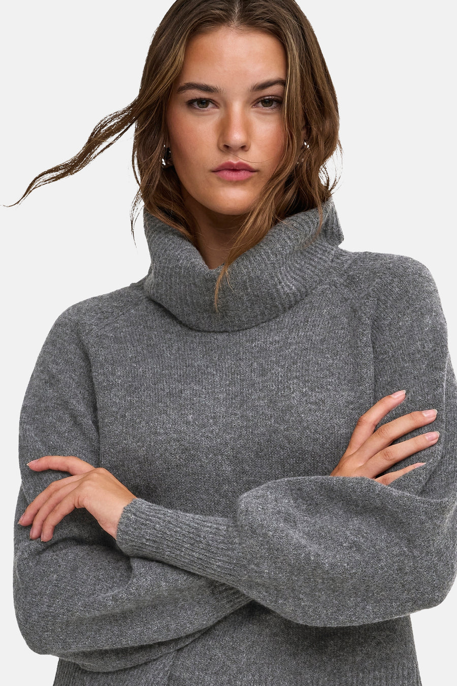Pull col montant gris - ONLY®