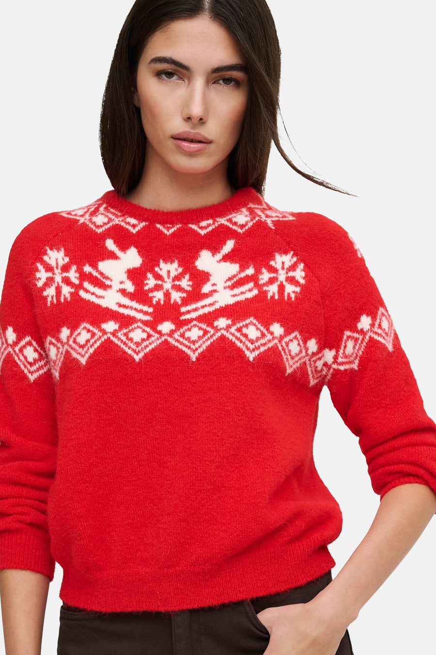 Pull col rond rouge - ONLY®