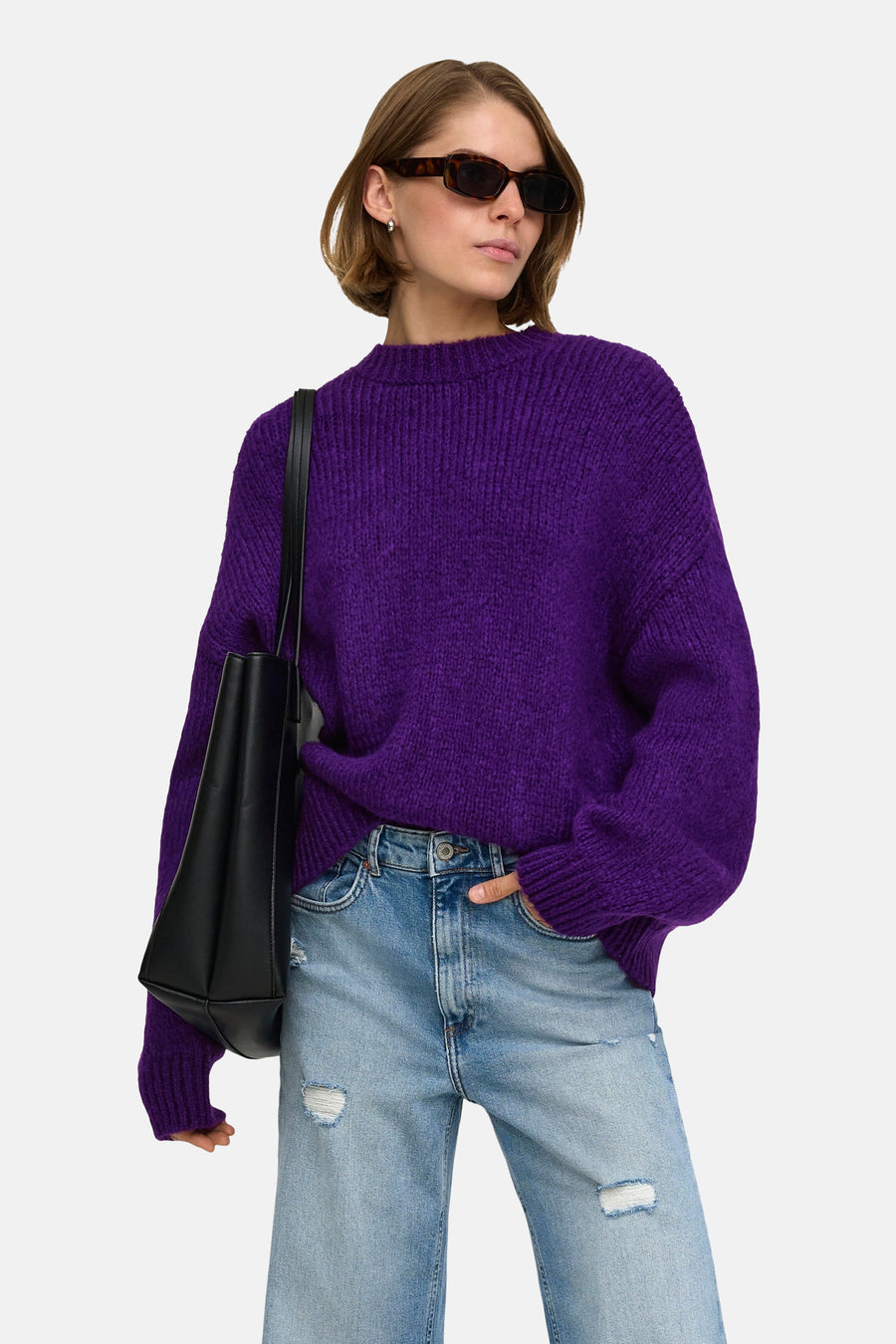 Pull col rond mauve - ONLY®