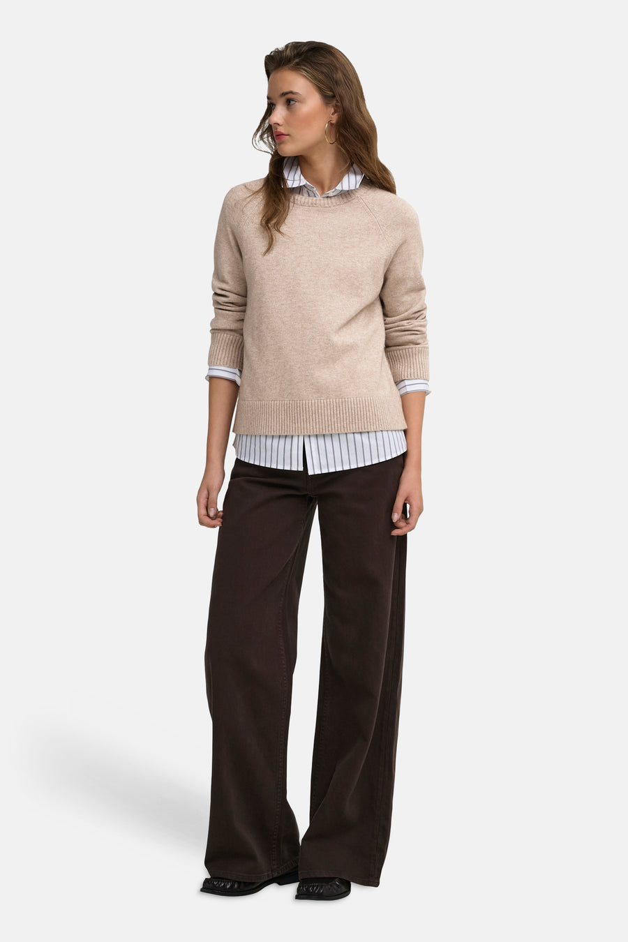Pull col rond beige - ONLY®