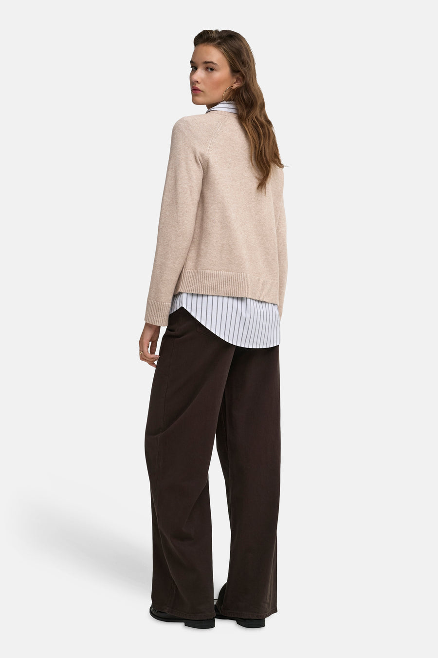 Pull col rond beige - ONLY®