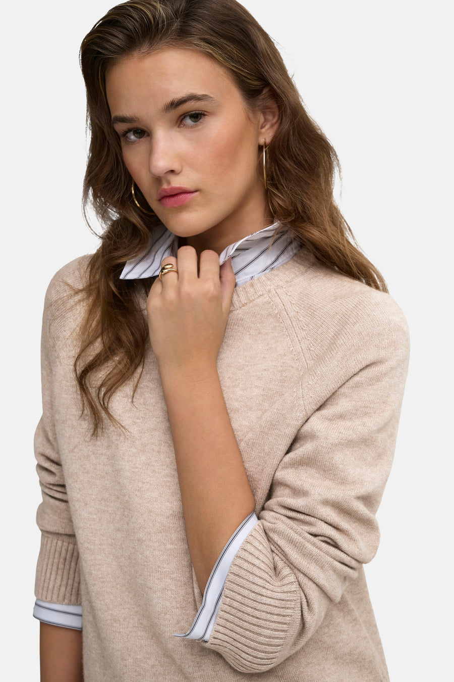 Pull col rond beige - ONLY®