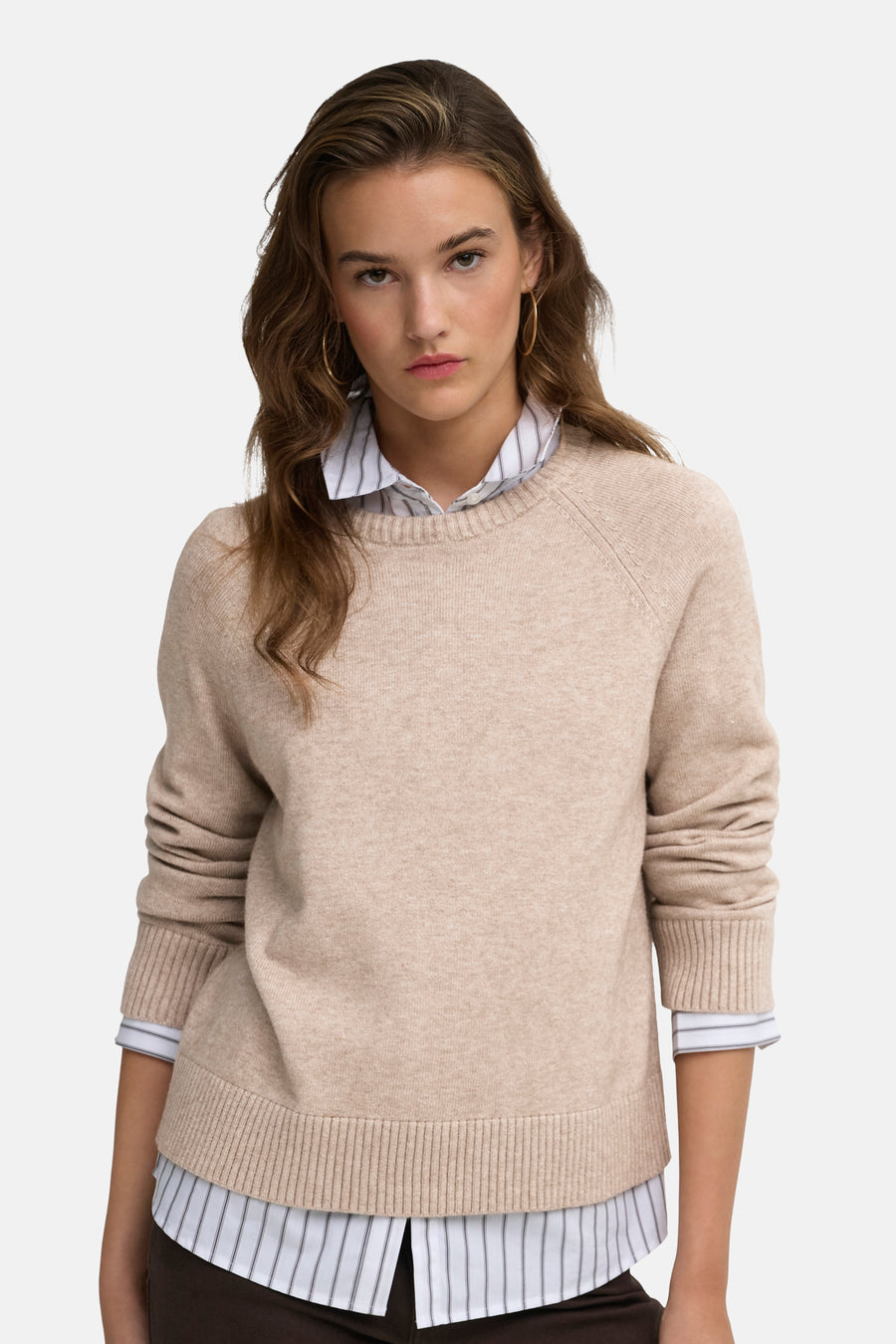 Pull col rond beige - ONLY®