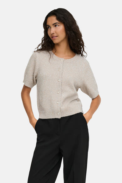 Dames tops pull korte mouw beige - JDY