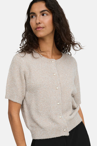 Dames tops pull korte mouw beige - JDY