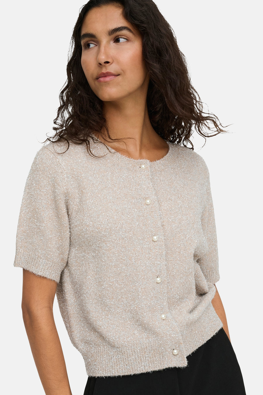 Dames tops pull korte mouw beige - JDY