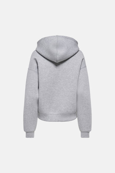 Sweat-shirt gris par ONLY®, vue arrière avec une capuche et des manches longues.