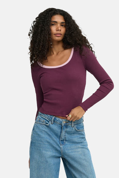 Top uni manches longues rouge - ONLY®