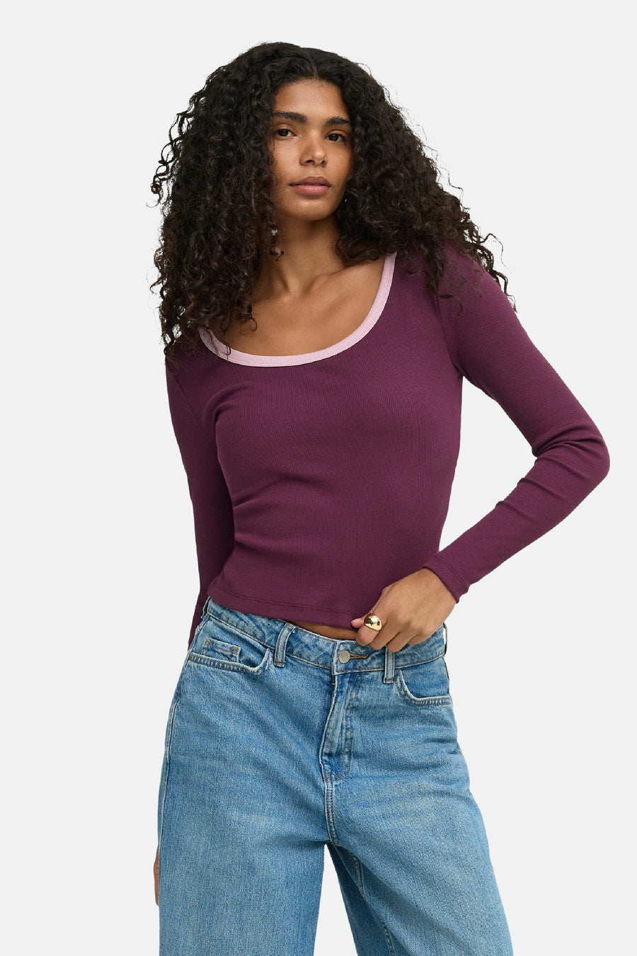 Top uni manches longues rouge - ONLY®