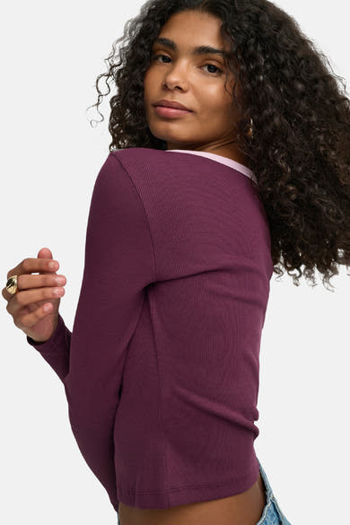 Top uni manches longues rouge - ONLY®