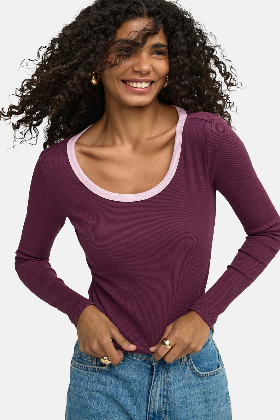 Top uni manches longues rouge - ONLY®