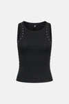 Top sans manches noir en maille rib par ONLY® avec étoiles argentées sur les côtés, vue de face