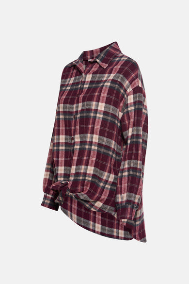 Chemise à manches longues multicolore de Terra di Siena, à carreaux et nouée sur le devant.