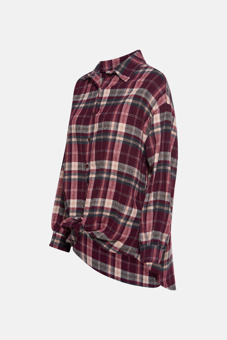 Chemise à manches longues multicolore de Terra di Siena, à carreaux et nouée sur le devant.