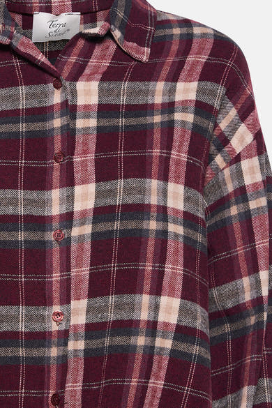 Multikleuren overhemd met lange mouwen van Terra di Siena, geruit, met knopen.