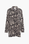 Multikleuren lange mouwen jurk van Terra di Siena, met zwart en beige zebraprint.