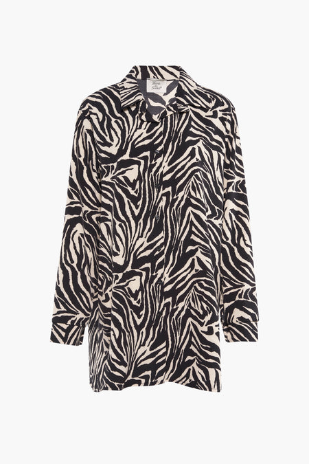 Multikleuren lange mouwen jurk van Terra di Siena, met zwart en beige zebraprint.