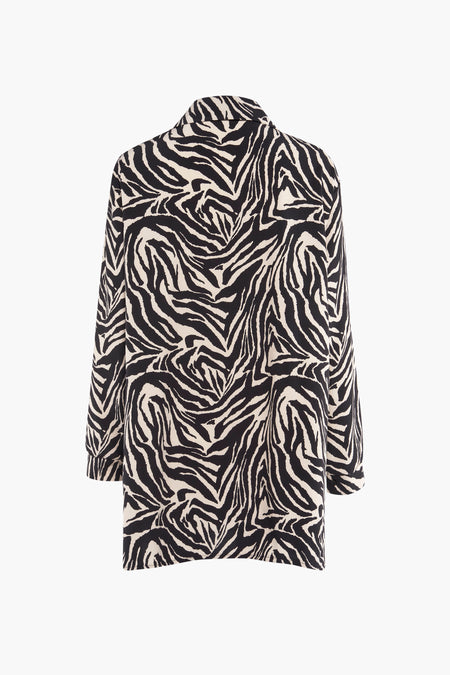 Robe à manches longues multicolore de Terra di Siena, avec imprimé zèbre noir et beige.