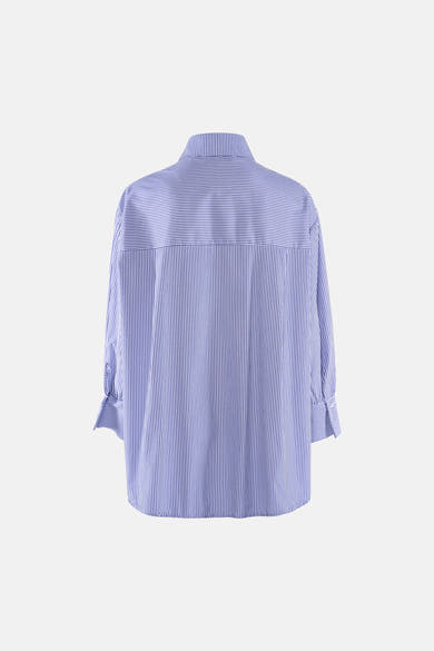 Chemise rayée à manches longues de Terra di Siena, vue de dos, avec poignets retroussés.