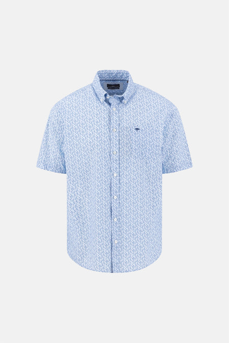 Chemise à manches courtes bleu de FYNCH-HATTON avec motif imprimé subtil et coupe classique.
