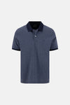 Pull bleu de FYNCH-HATTON à motif géométrique, col polo et manches courtes.
