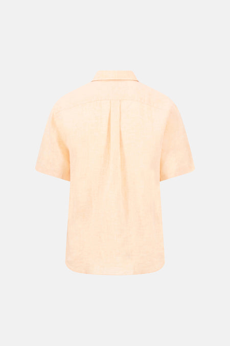 Chemise orange à manches courtes de FYNCH-HATTON, avec pli au dos et texture finement tissée.