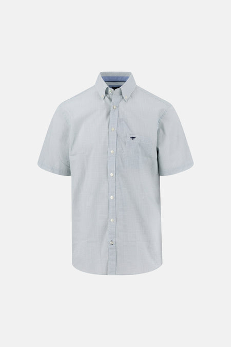 Chemise multicolore à manches courtes de FYNCH-HATTON, à motif micro-géométrique, col boutonné et logo arbre brodé.