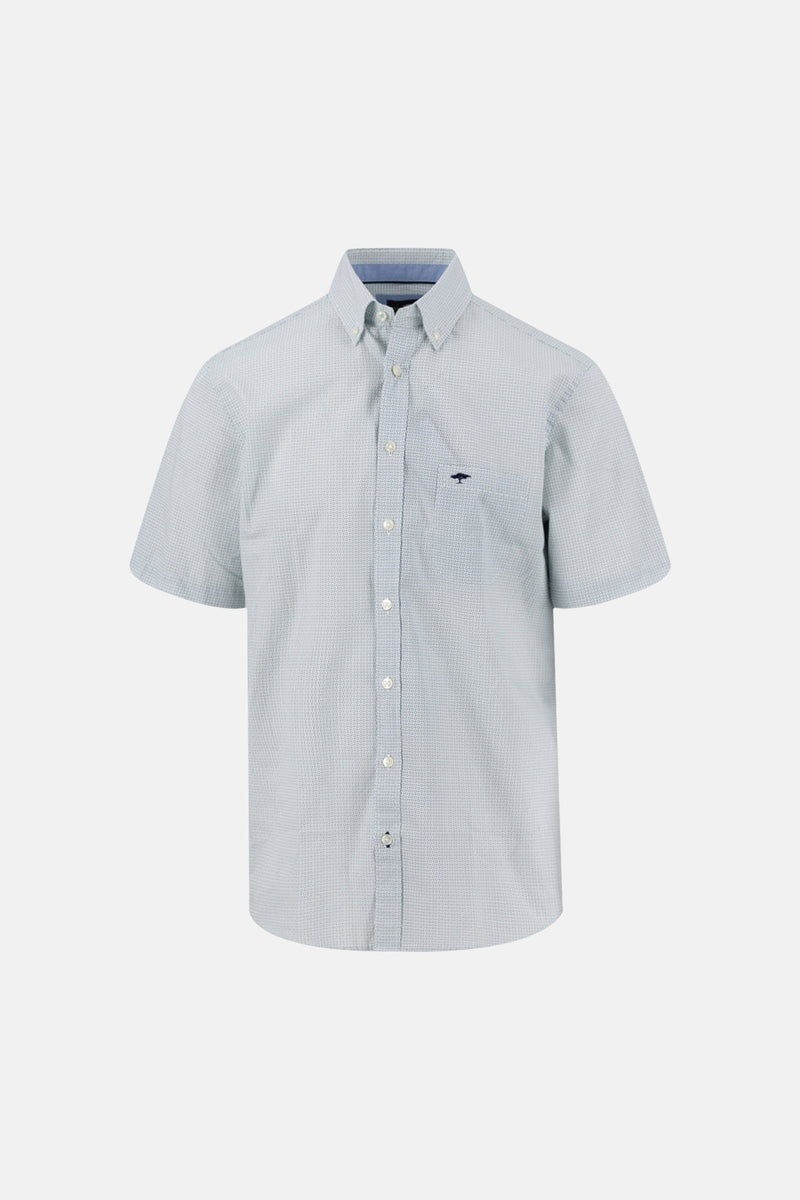 Chemise multicolore à manches courtes de FYNCH-HATTON, à motif micro-géométrique, col boutonné et logo arbre brodé.