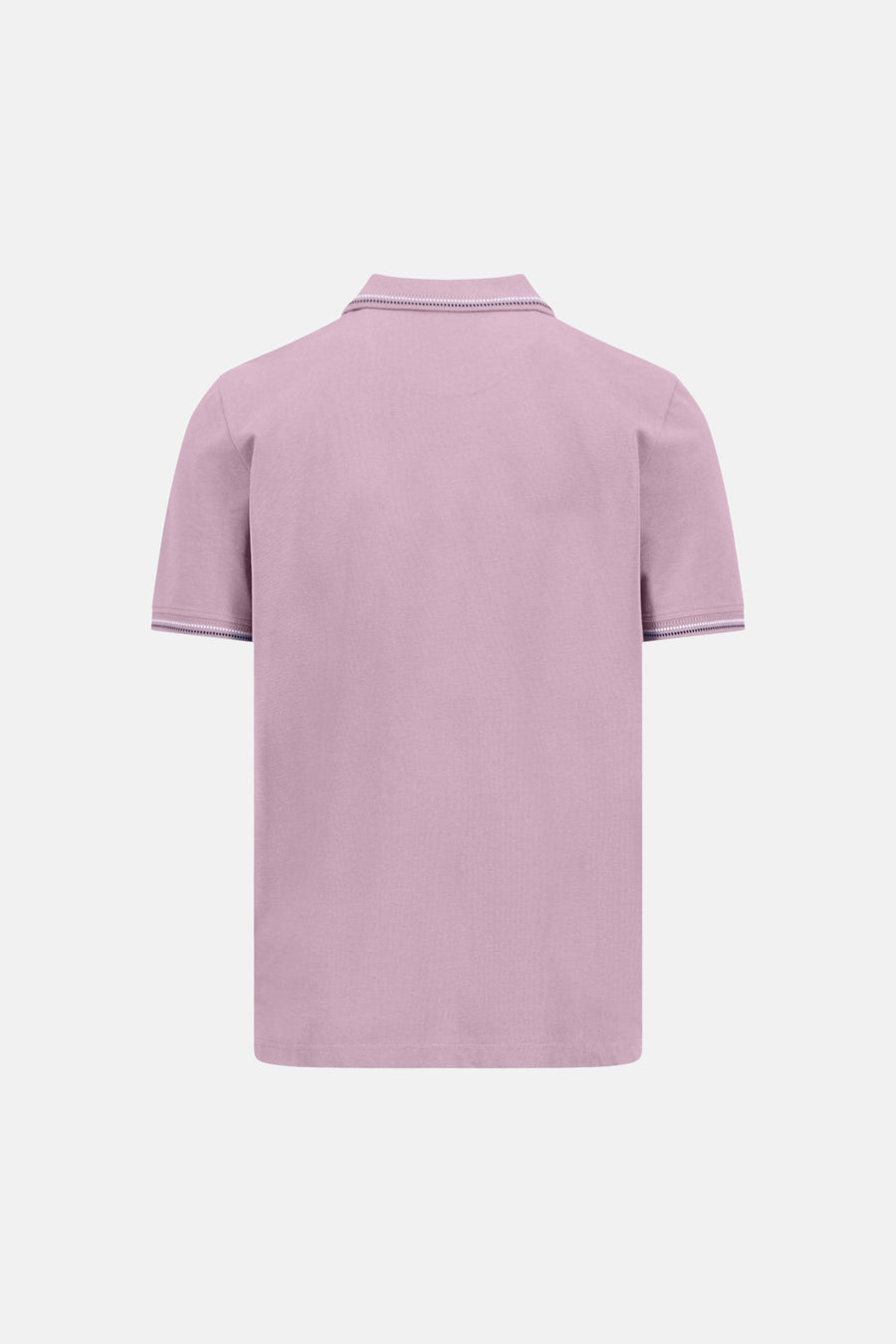 Polo rose en maille piquée de FYNCH-HATTON avec col et poignets côtelés rayés, vue de dos.