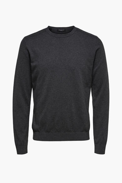 Pull gris en maille de SELECTED Homme, modèle uni à col rond.