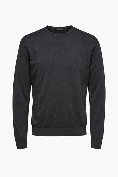 Pull gris en maille de SELECTED, à manches longues et encolure ronde.