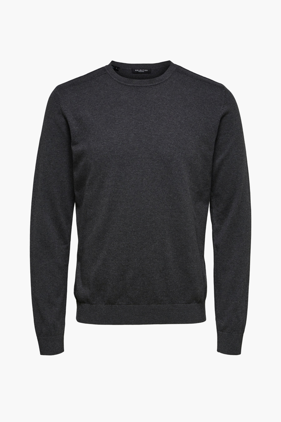 Pull gris en maille de SELECTED, à manches longues et encolure ronde.