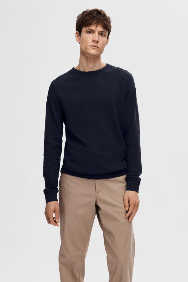 Pull col rond Bleu - SELECTED