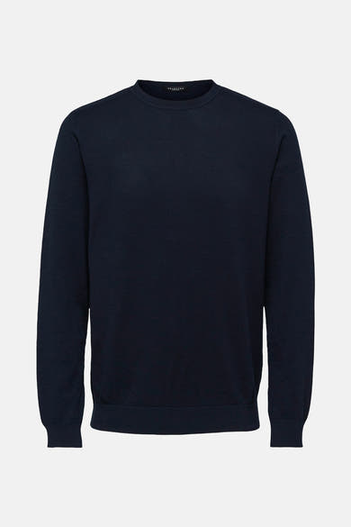Pull bleu marine col rond de SELECTED.