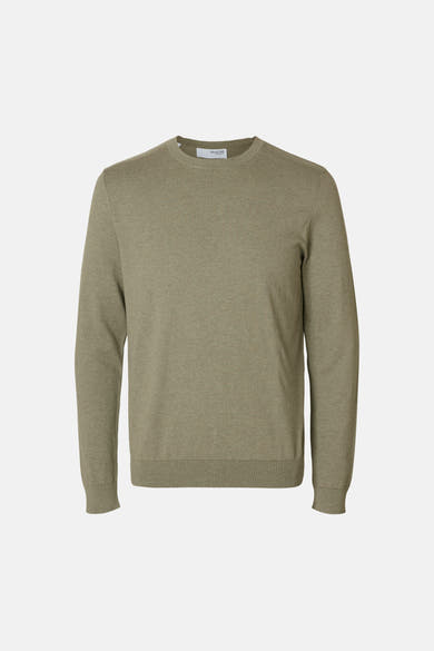 Pull vert en maille par SELECTED, coupe classique avec col rond.