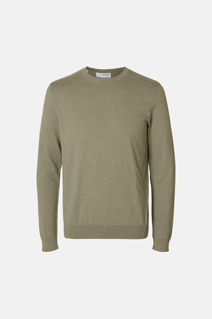 Pull vert en maille par SELECTED, coupe classique avec col rond.