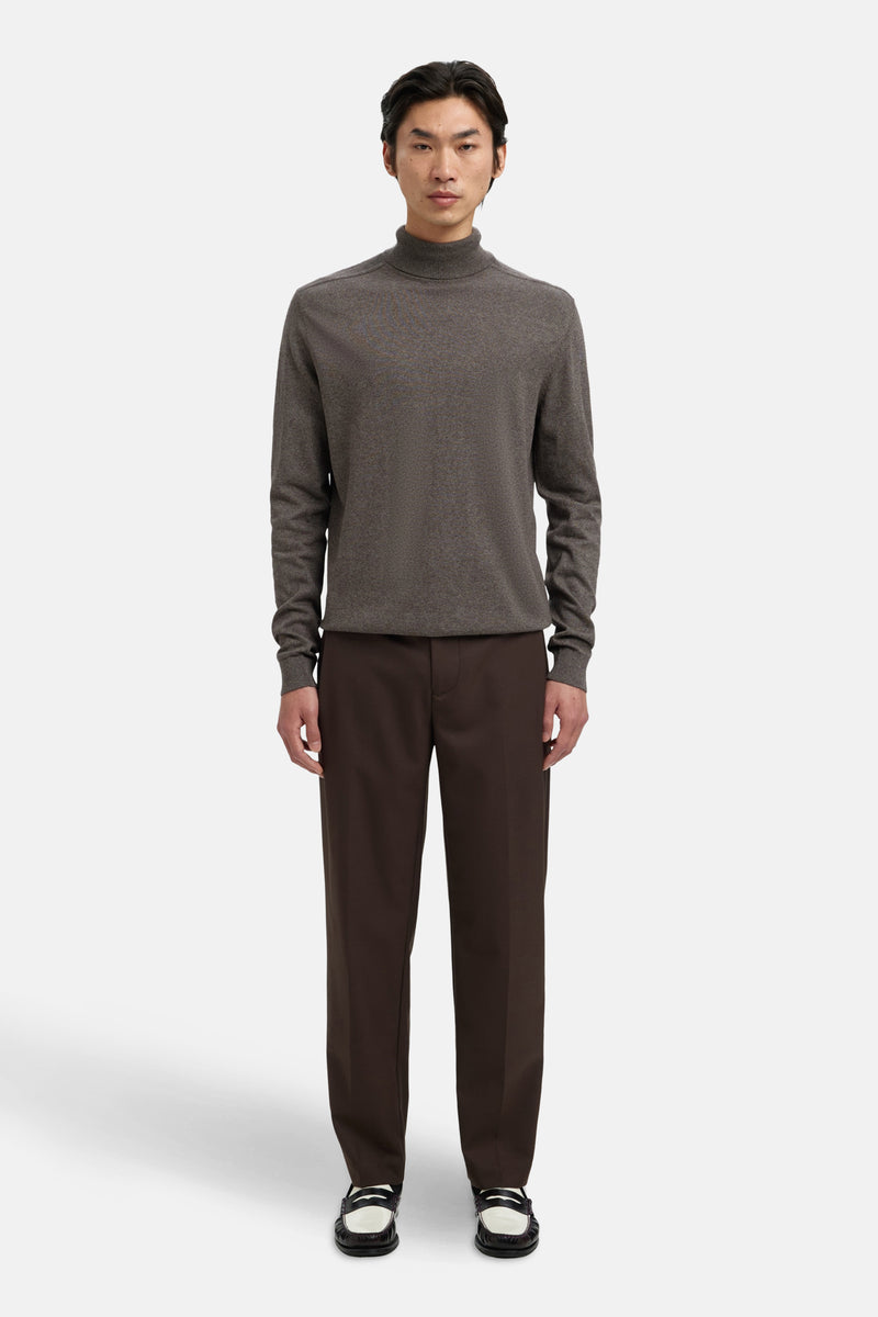 Pull met rolkraag - bruin