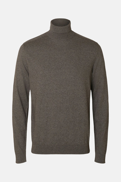 Pull met rolkraag - bruin