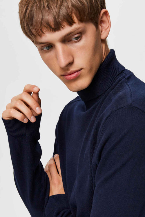 Pull col roulé Bleu - SELECTED