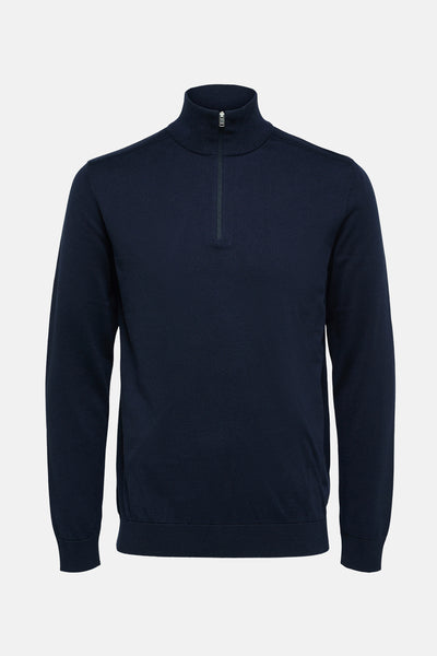 Pull col rond Bleu - SELECTED