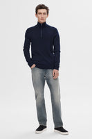 Pull col rond Bleu - SELECTED