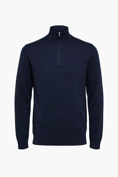 Pull col rond Bleu - SELECTED