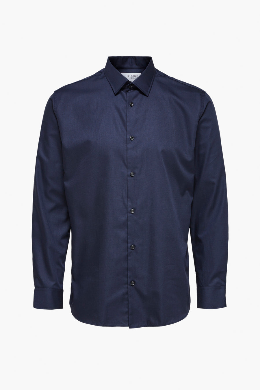 Marineblauw overhemd met lange mouwen van SELECTED / HOMME, met een subtiele textuur en een klassieke pasvorm.