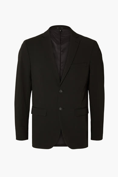 Zwarte blazer van SELECTED, met een klassieke pasvorm en twee knopen.