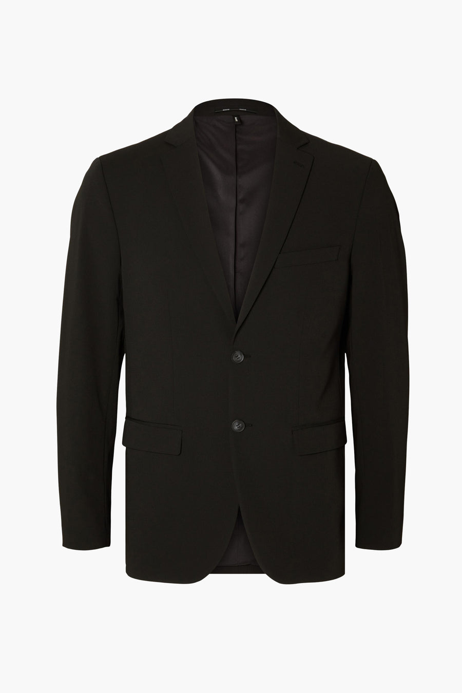 Zwarte blazer van SELECTED, met een klassieke pasvorm en twee knopen.