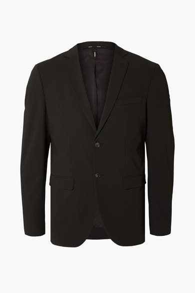 Zwarte blazer van SELECTED, met twee knopen en paspelzakken.